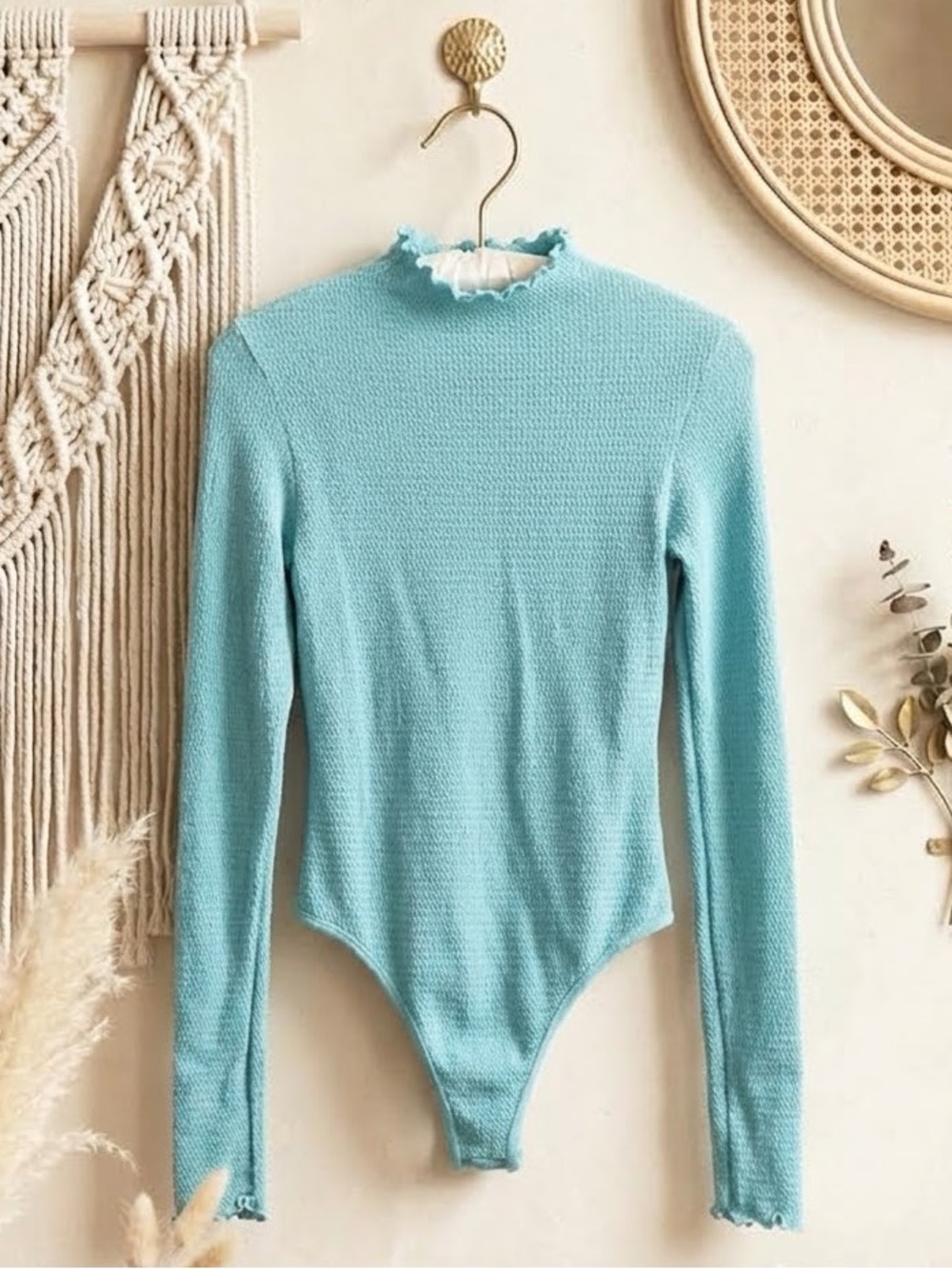 NWT Free People Intimately Blue Women's Long Sleeve Bodysuit Sweater